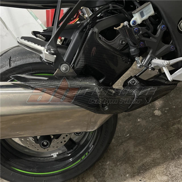 Exhaust Pipe Heat Shield Cover Guard Fairing For Kawasaki Zx10r 2021 -2022 Full Carbon Fiber 100%