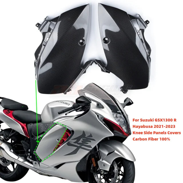 Knee Side Panels Covers For Suzuki GSX1300R Hayabusa 2021-2024 Full Carbon Fiber 100%