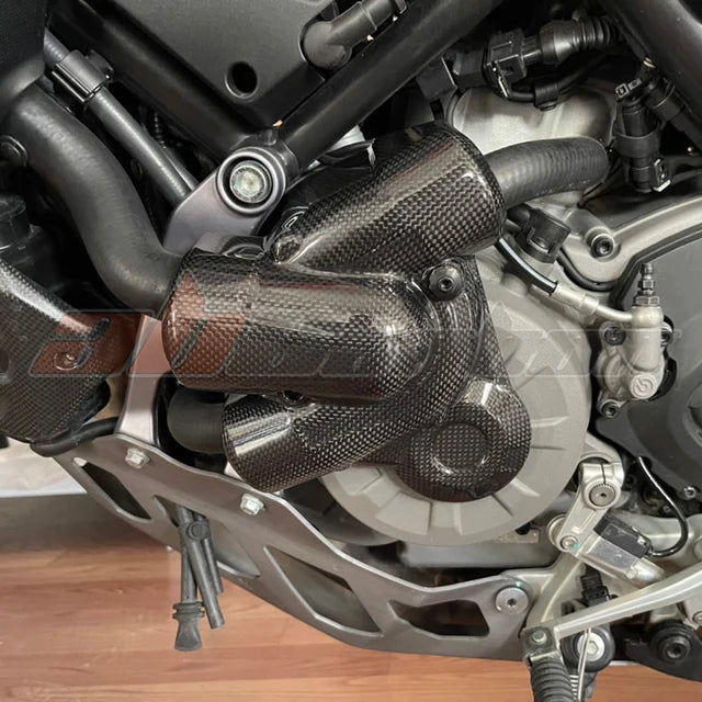 Motorcycle Side Water Coolant Reservoir Pump Cover For Ducati Multistrada 1200 2017-2020 Full Carbon Fiber 100%
