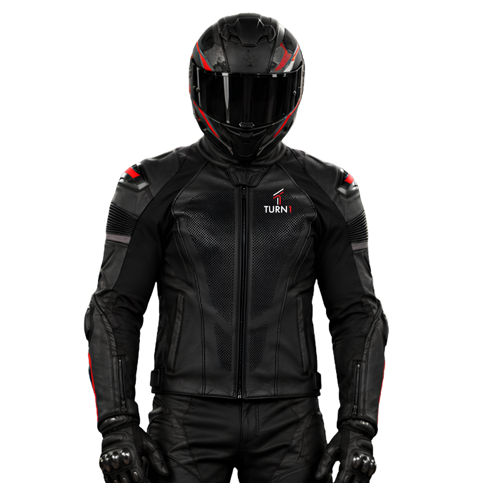 Perforated Leather Motorcycle Racing Jacket with CE Level 2 Armor & TPU Sliders