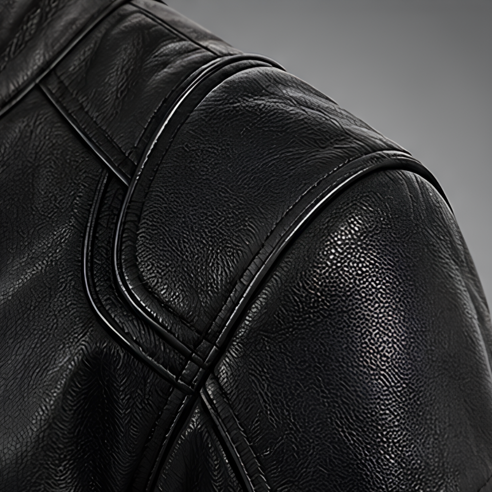 Vintage Full-Grain Leather Motorcycle Jacket – Black Cafe Racer Style