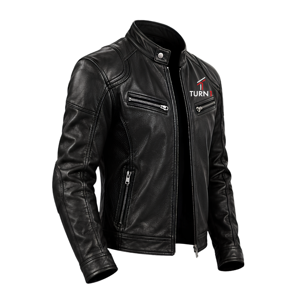 Vintage Full-Grain Leather Motorcycle Jacket – Black Cafe Racer Style