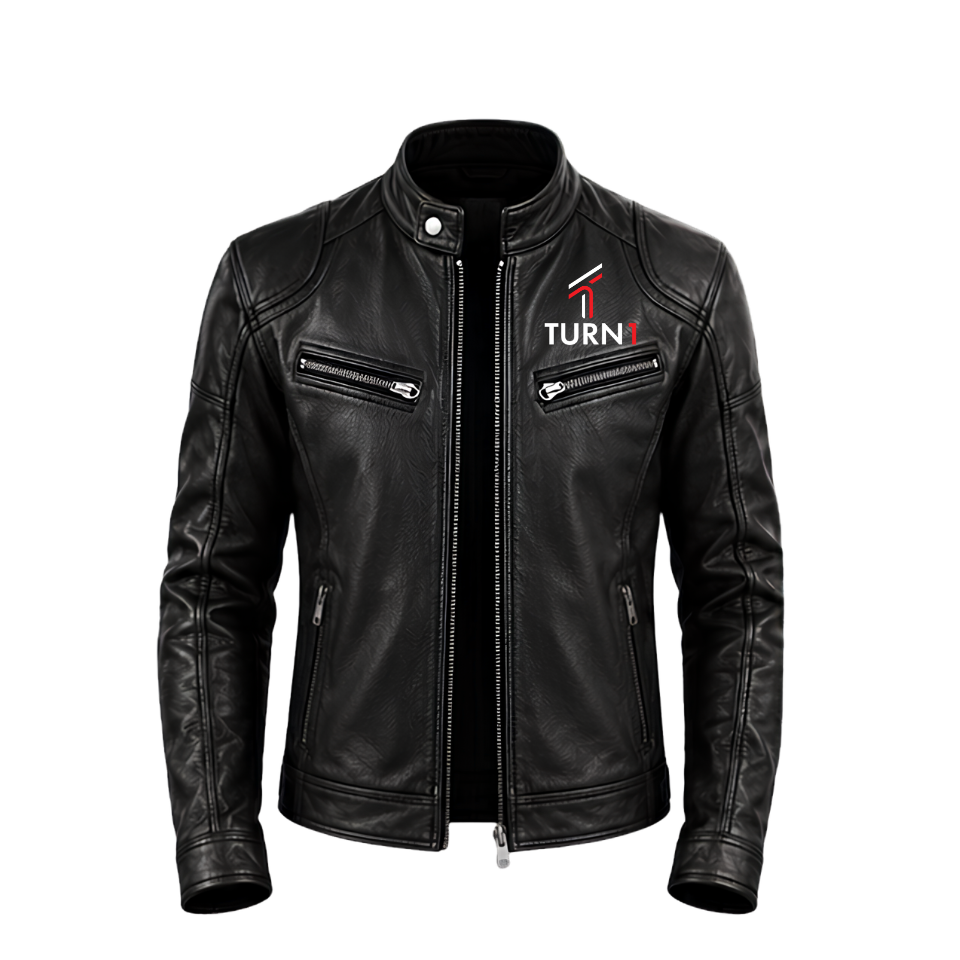 Vintage Full-Grain Leather Motorcycle Jacket – Black Cafe Racer Style