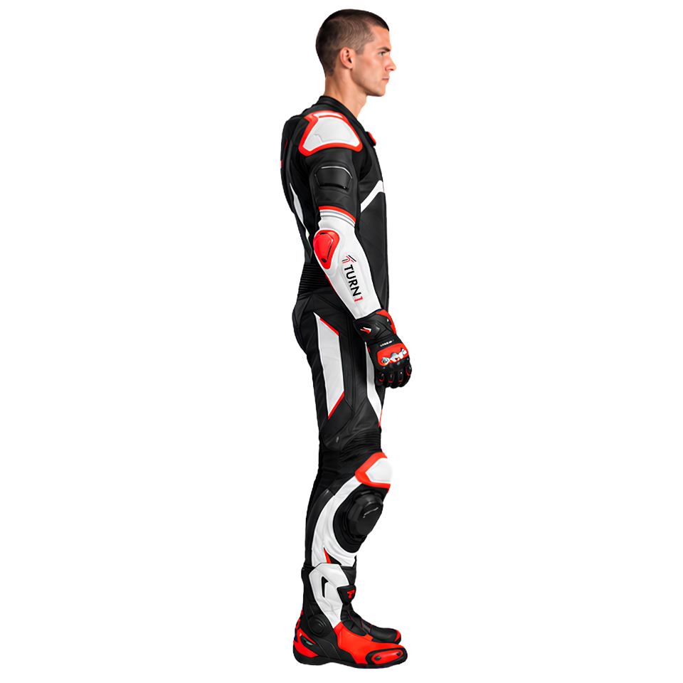 Full-Grain Leather Motorcycle Racing Suit with CE Level 2 Armor