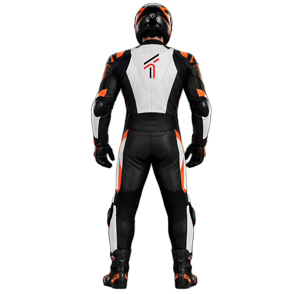 Full-Grain Leather Motorcycle Racing Suit with CE Armor & Detachable Knee Sliders