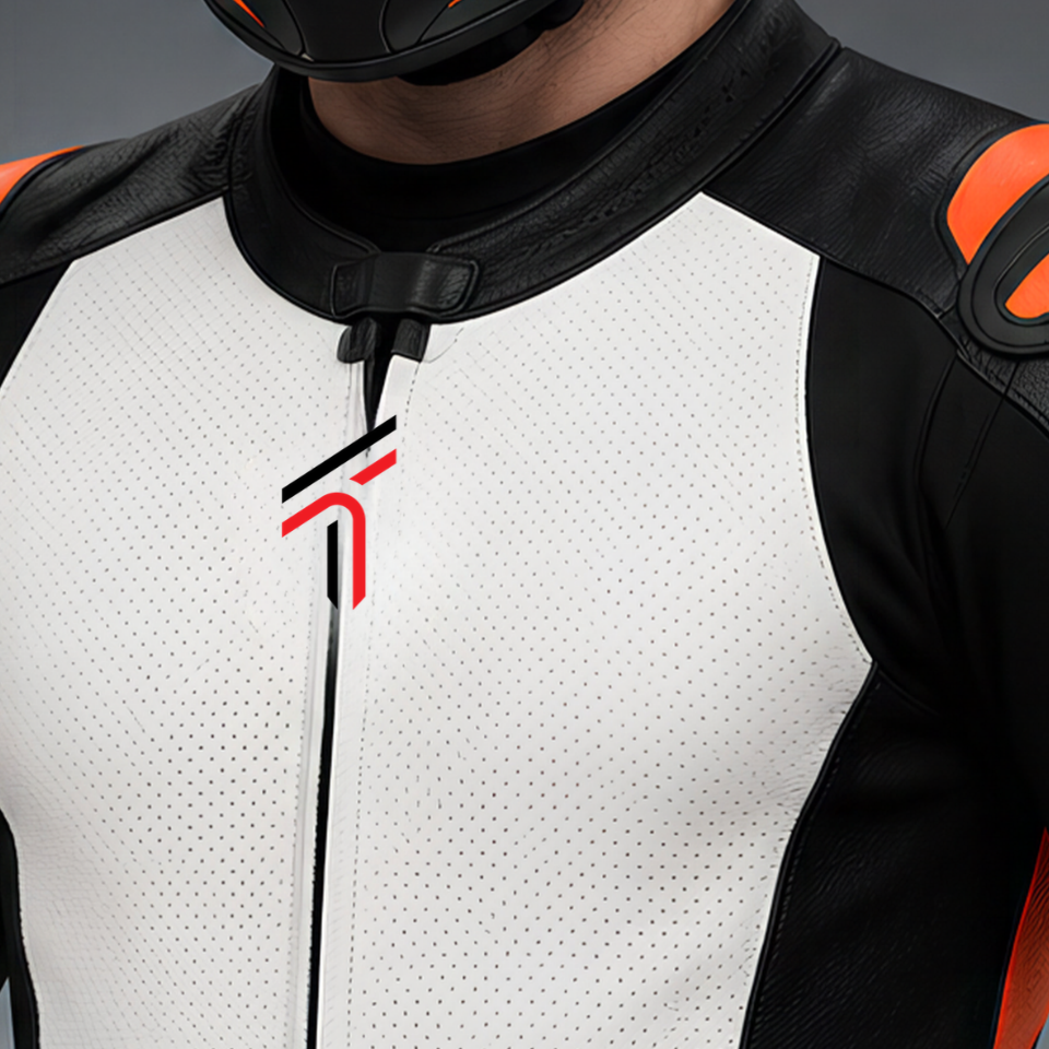 Full-Grain Leather Motorcycle Racing Suit with CE Armor & Detachable Knee Sliders