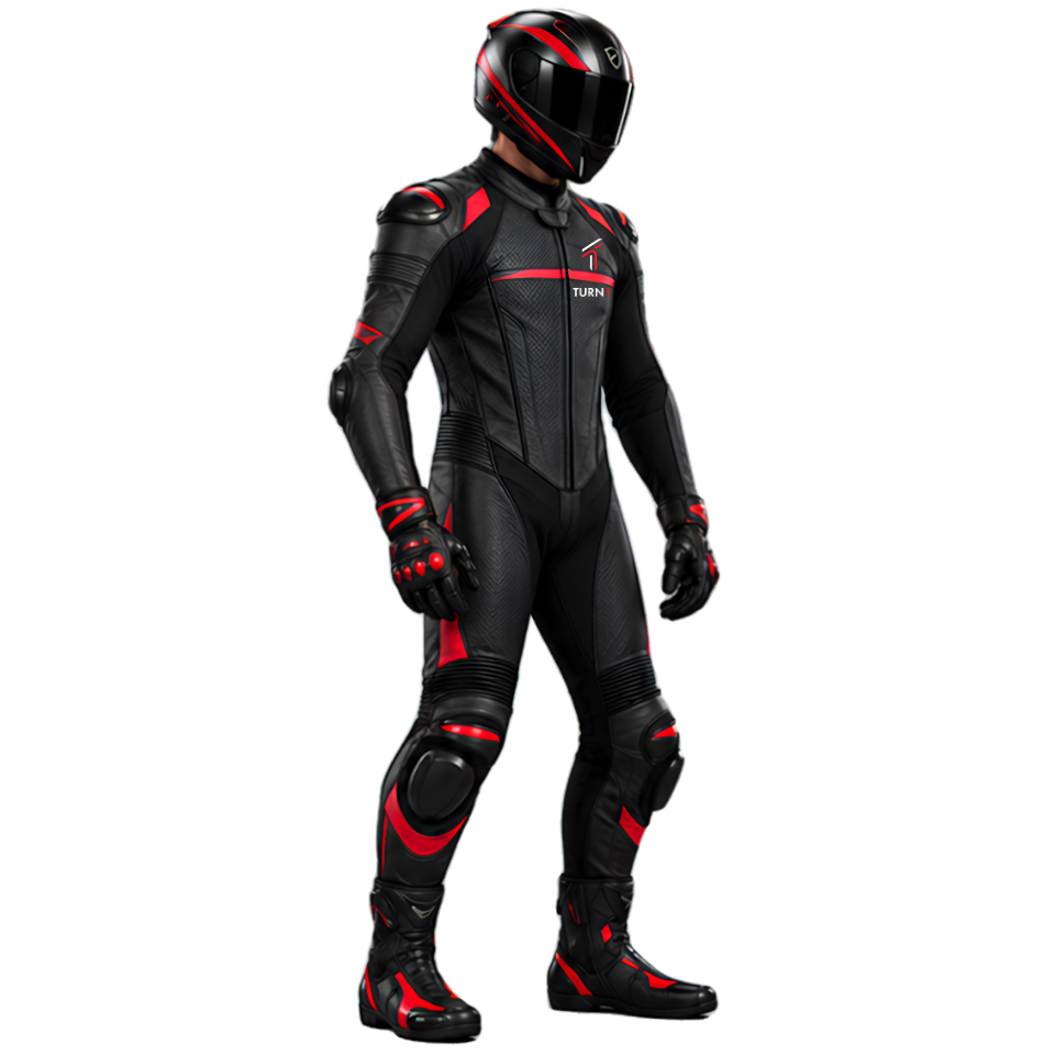 Perforated Leather Motorcycle Racing Suit with CE Armor & Replaceable Knee Sliders