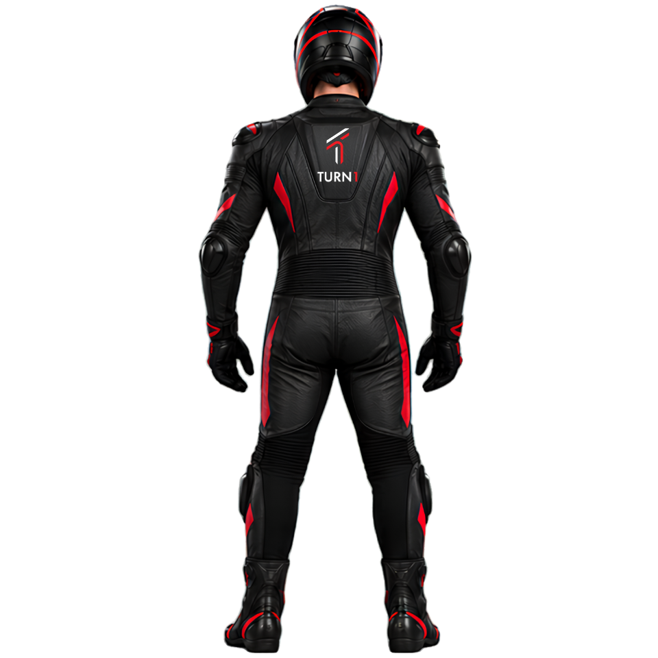 Perforated Leather Motorcycle Racing Suit with CE Armor & Replaceable Knee Sliders