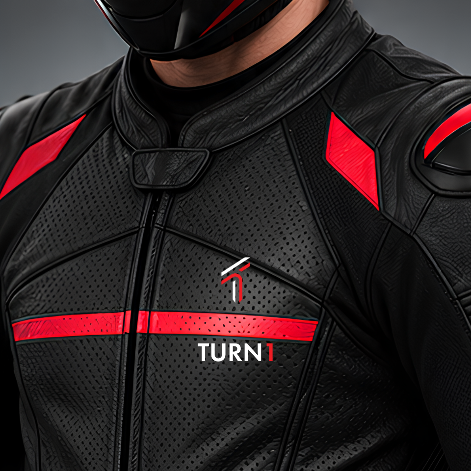 Perforated Leather Motorcycle Racing Suit with CE Armor & Replaceable Knee Sliders