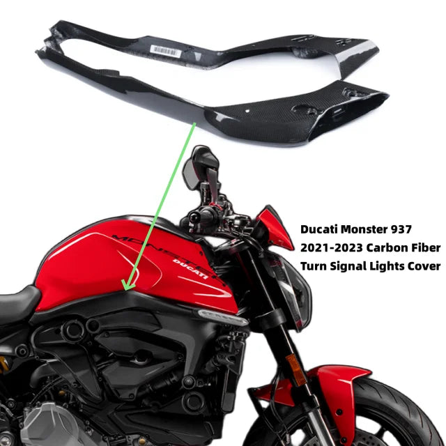 Under Tank Cover Side Panel Turn Signal Lights Covers Trim Fairings For Monster 937 Stealth 2021 2023 Full Carbon Fiber 100%